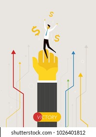 Businessman jumping for dollar