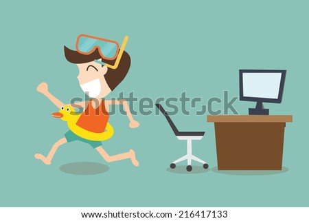 businessman jumping going for holiday