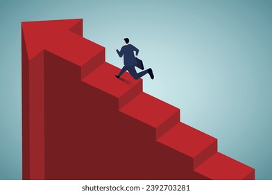 Businessman jumping to higher stage.Business strategy, career concept.Back view.