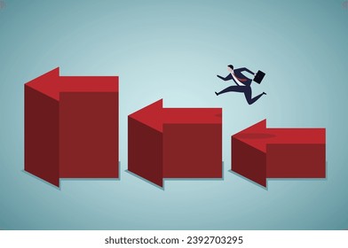 Businessman jumping to higher stage.Business strategy, career concept.