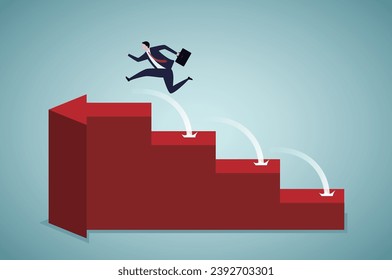 Businessman jumping to higher stage.Business strategy, career concept.