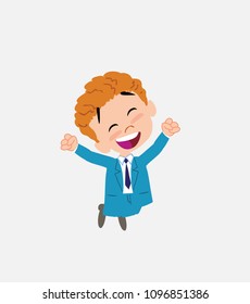 Businessman jumping for joy.