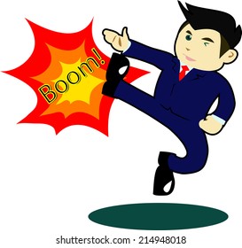 Businessman jumping kickers vector.