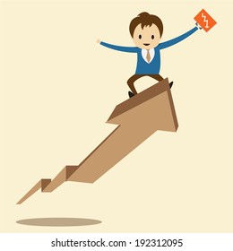 Businessman jumping on arrows