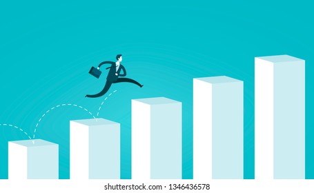 413 Businessman jump on graph columns Images, Stock Photos & Vectors ...