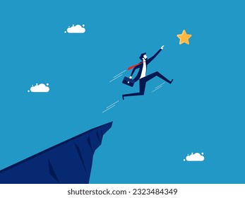 Businessman jumping out to grab the success star