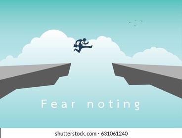 Businessman Jumping Over Chasm Vector Concept. Symbol Of Business Success, Challenge, Risk, Courage. Vector Illustration.