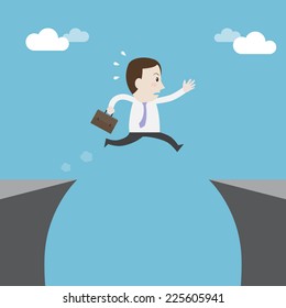 Businessman jumping over the cliff - Vector 