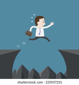 Businessman jumping over the cliff - Vector 