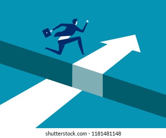 Businessman jumping  over gap on way to success, Concept business solving problem vector illustration, Flat business character, Cartoon style design.