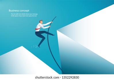 businessman jumping with pole vault to reach the target. vector illustration