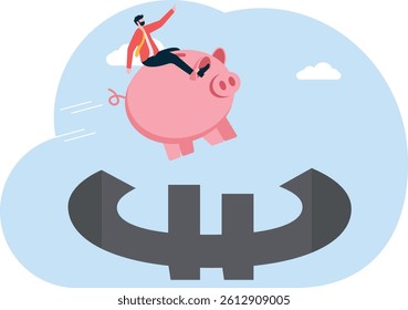 Businessman jumping through falling Euro Symbol gap…


