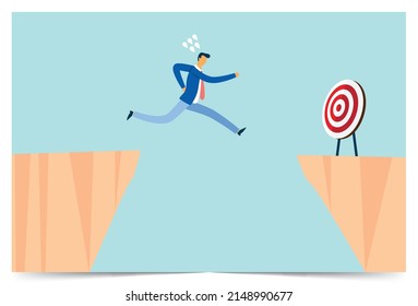 Businessman jumps at his goal at a risk, Vector illustration design