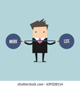 Businessman keeping balance between work and life. vector