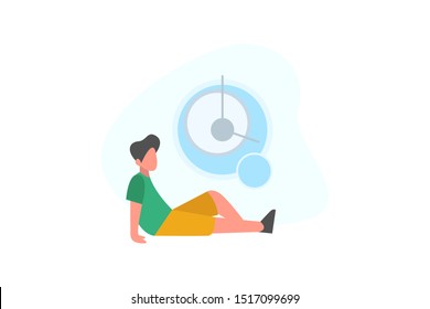 Businessman keeps thinking. time management concept vector illustration concept for web landing page template, banner, flyer and presentation