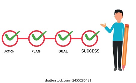 businessman keeps track of completed projects and goals. Project tracking, goal tracker, task completion idea.