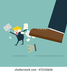businessman was kick off from his job , problem at work concept. vector