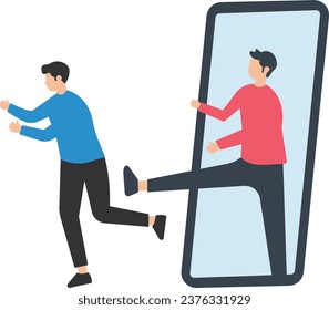 Businessman Kicking the employee, get out, escape from job

