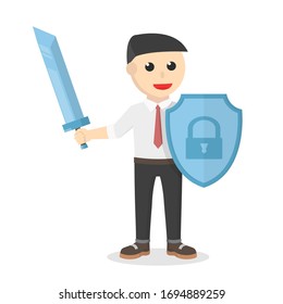 businessman knight defender design people