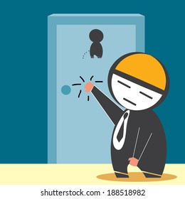 Businessman Knocking  restroom