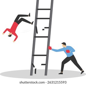 Empresário derruba escada do companheiro, ilustração de conceito de negócios ilustração de estoque

