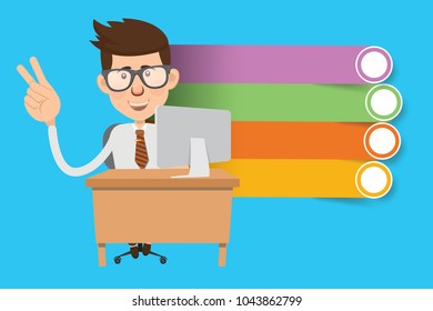 Businessman and label for text vector design