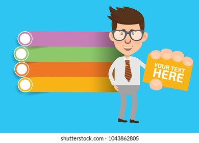 Businessman and label for text vector design