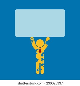 Businessman With Label,  Vector illustration for concept, presentation.