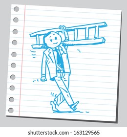 Businessman with ladder