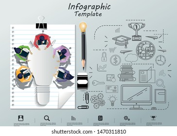 Businessman and Lady Brainstorm  for Success with lamp, icon Business, Creativity modern Idea and Concept illustration  Infographic template.