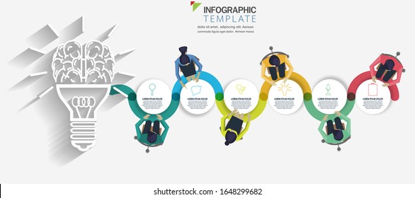 Businessman and Lady Brainstorm  for   Success with Light bulb Idea and Concept Vector illustration infographics,template,steps.