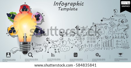 Businessman and Lady Brainstorm Brainstorm Success, modern Idea and Concept Vector illustration Infographic template with lamp,Lined pattern,graph,arrow, icon.