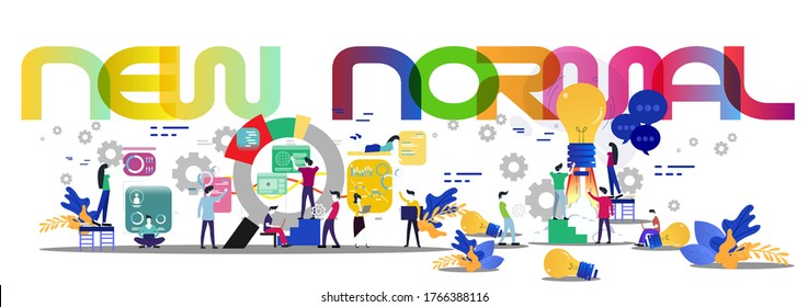 Businessman and Lady  group Brainstorm working for Startup success Creativity  Idea and Concept Normal.Illustration COVID-19 situation.