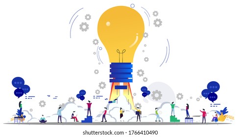 Businessman and Lady group Brainstorm working for Startup success modern Creativity modern Idea and Concept illustration.