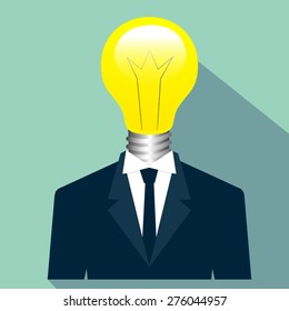 businessman with lamp on head, vector