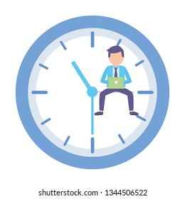 businessman laptop clock