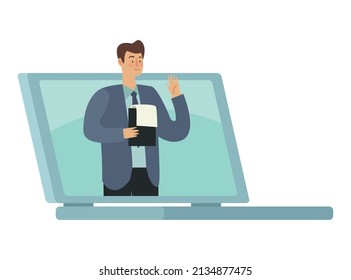 businessman in laptop computer device