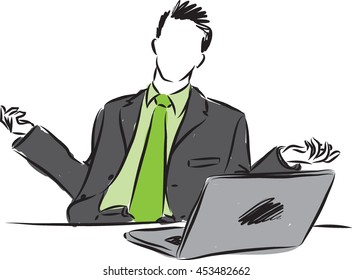 businessman with laptop illustration