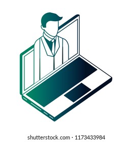 businessman in laptop online data network