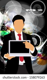 Empresario con laptop. Vector