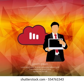 Empresario con laptop. Vector 