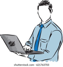 businessman with laptop vector illustration