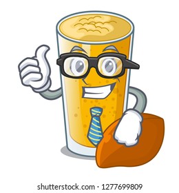 Businessman lassi mango in a cartoon bottle