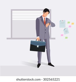 Businessman late for an appointment vector illustration