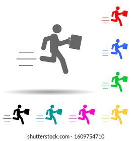 Businessman, late, running multi color style icon. Simple glyph, flat vector of businessmen icons for ui and ux, website or mobile application