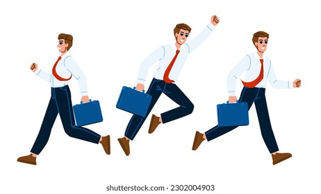 businessman late vector. man person, office job, professional worker, caucasian one, young stress businessman late character. people flat cartoon illustration