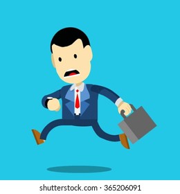 Businessman late for work