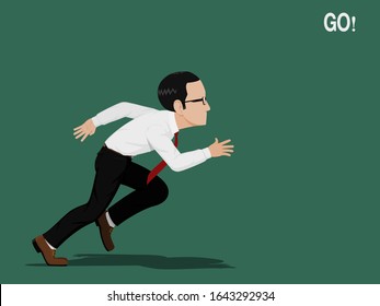A businessman is launching to run
