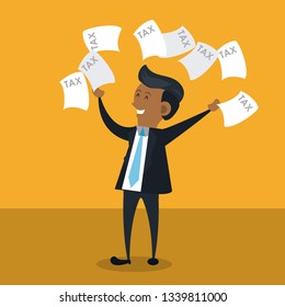 businessman launching taxes documents