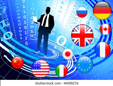 Businessman Leader with Binary Code Original Vector Illustration